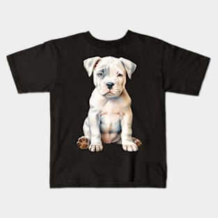 Puppy White American Bulldog Kids T-Shirt